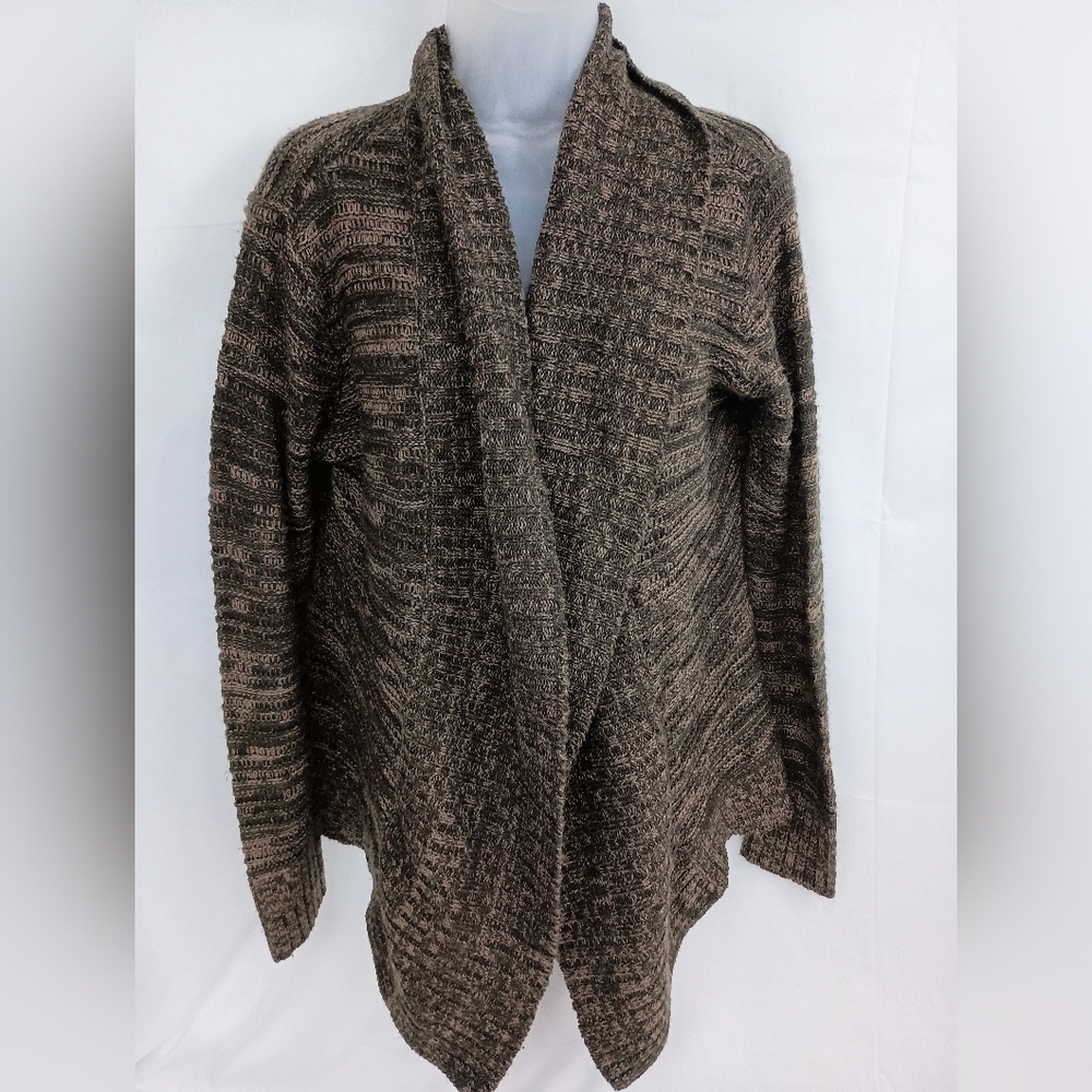 Coatigan Cozy Multi Brown Knit Ribbed Office XL Winter Wrap Cabincore Sweater